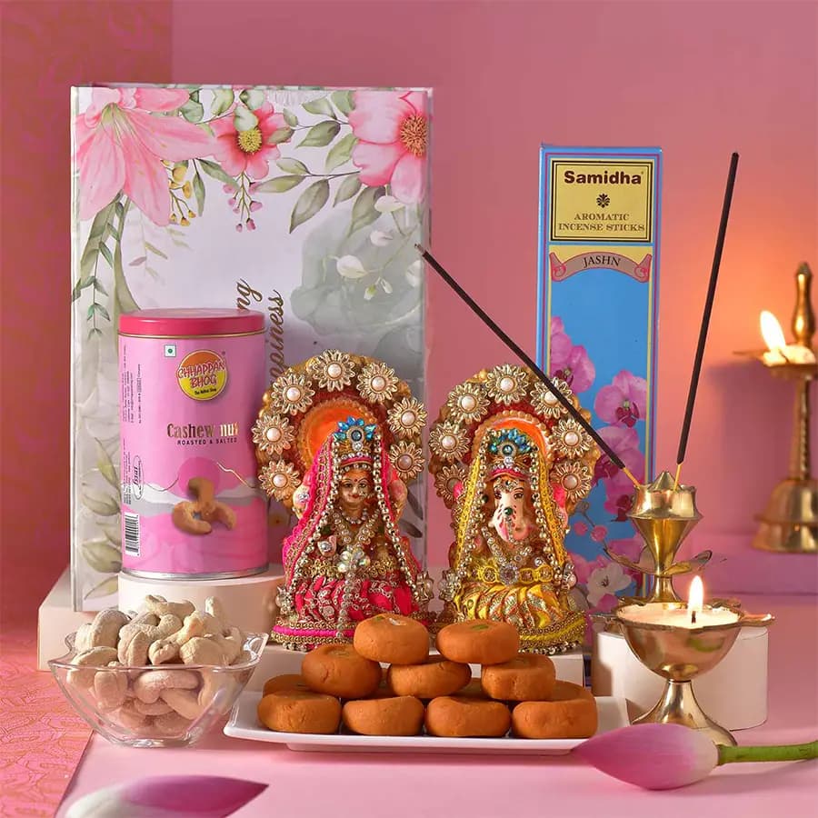 Divine Diwali Clay Deities N Sweets Box