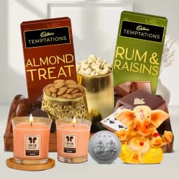 Tray Of Diwali Surprises Nuts, Candles N More 1