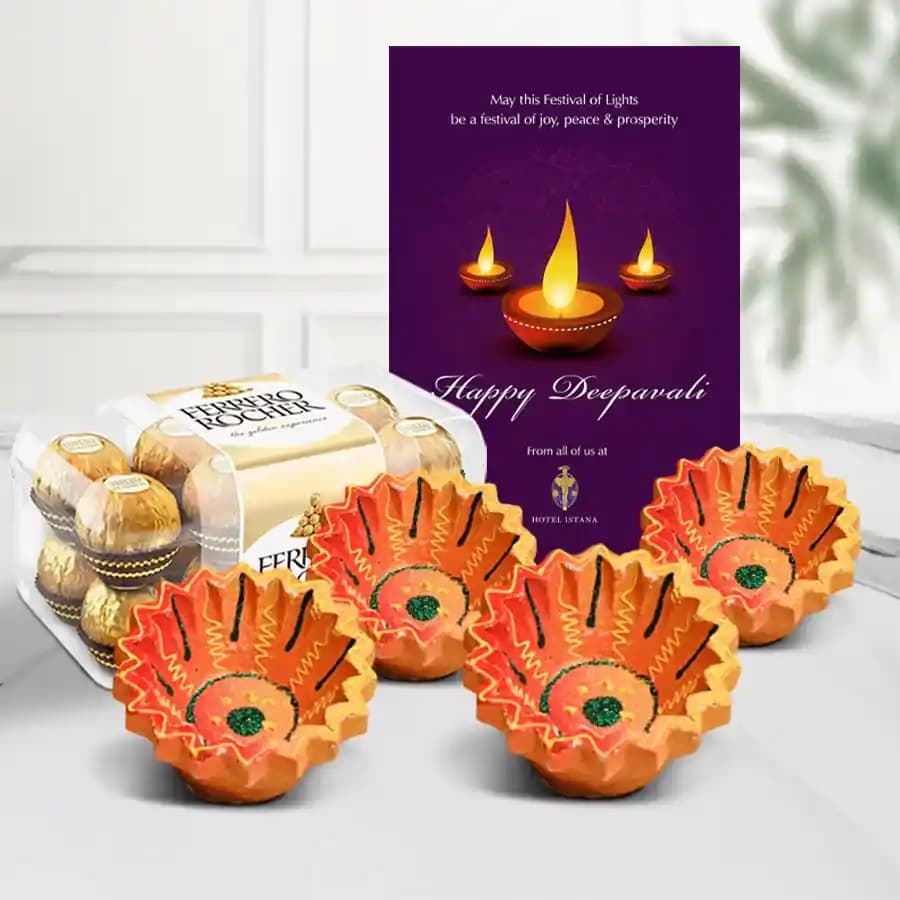 Diwali Diya N Chocolate Luster Hamper