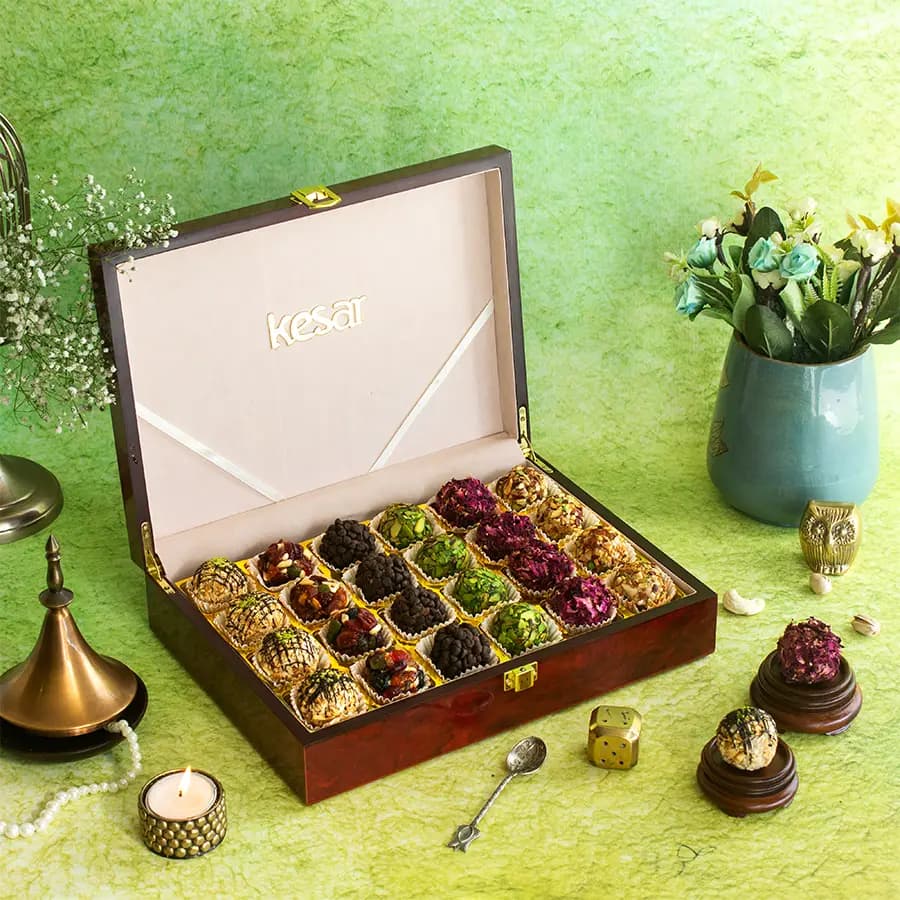 Luxurious Laddoo Assortment In Festive Lacquer Gift Box