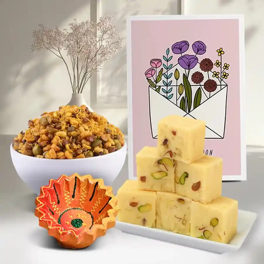 Festive Delights Diya And Snacks