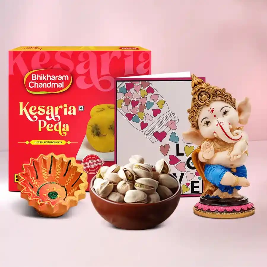 Diya, Peda, Ganesha Gift Set