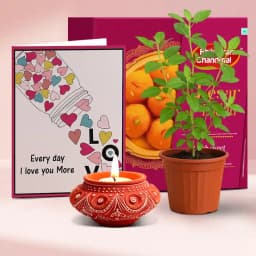 Festive Laddu, Tulsi, And Diya 1