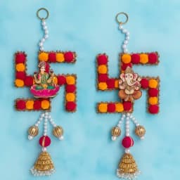 Whimsical Duo of Shubh Laabh Wall Hangings 1