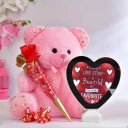 Enchanting Teddy with Chocolates N Photo Frame Combo 1