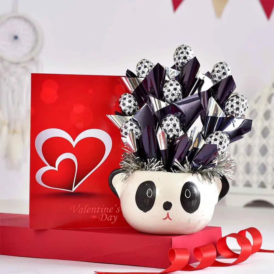 Yummy Handmade Chocolates in Panda Planter
