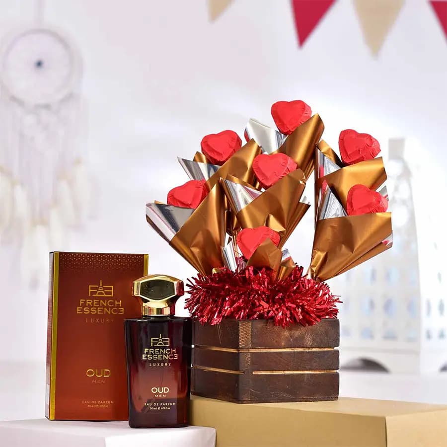 Wholesome Chocolates Arrangement N Mens Parfum Gift Set