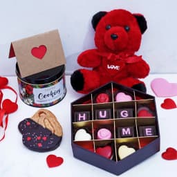 Blissful Chocolates Cookies N Teddy Hamper 1