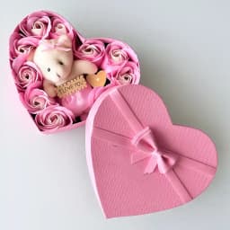Attractive Heart Shape Roses N Teddy Box 1