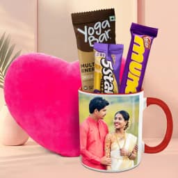 Ravishing Set of Personalized Mug with Chocolates N Cushion 1
