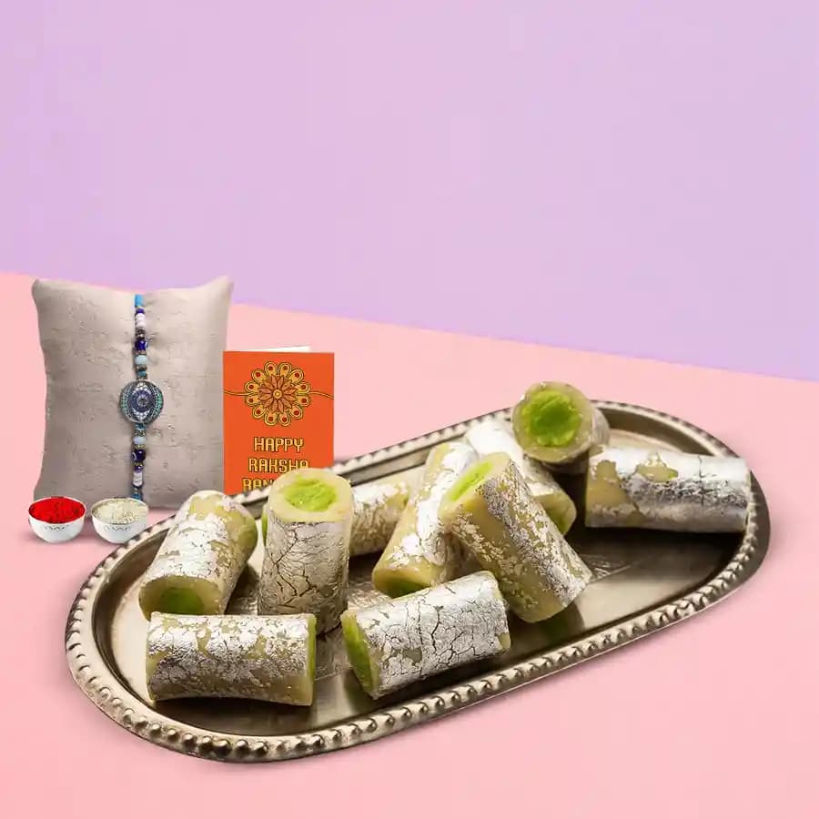 Tasty Kaju Pista Roll & Rakhi Duo