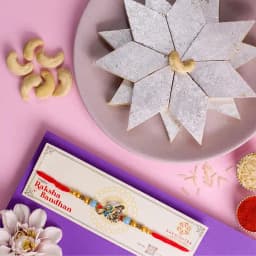 Classic Kundan Rakhi N Kaju Katli Delight 1