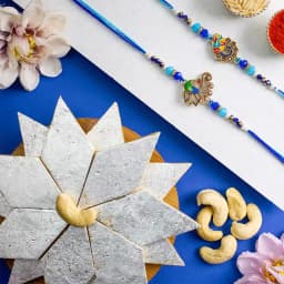 Stunning Kundan Rakhi Set N Sweet Combo 1