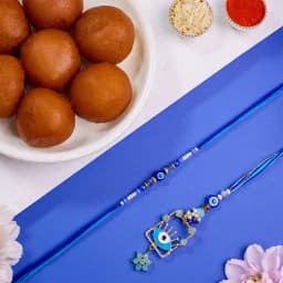 Fantastic Evil Eye Bhaiya Bhabhi Rakhi N Gulab Jamun Combo 1