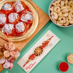 Premium Kundan Rakhi N Treats Delight Hamper 1
