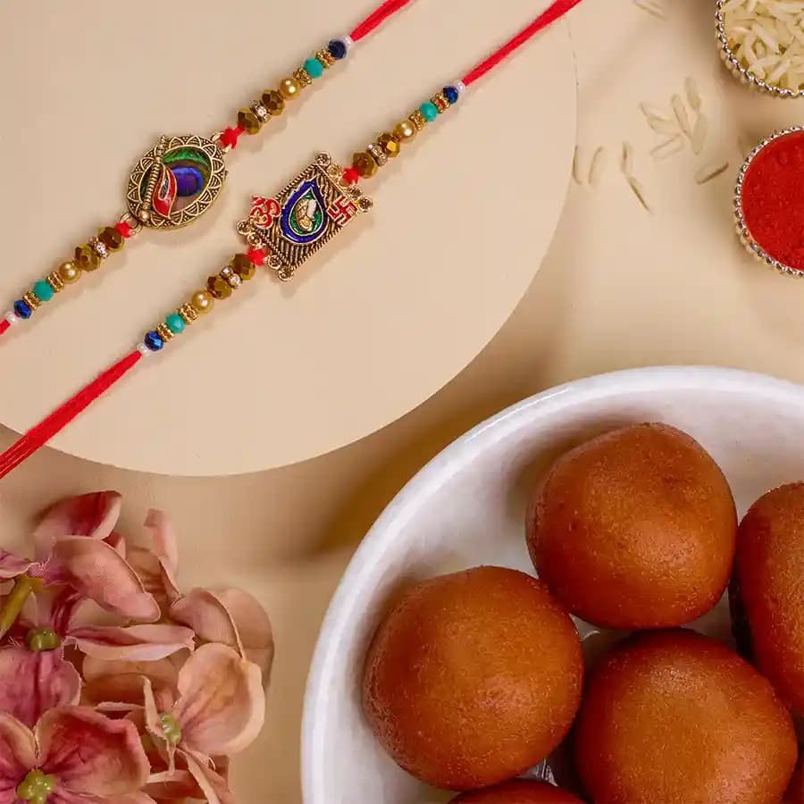 Rakhi Celebration Set Kundan and Gulab Jamun