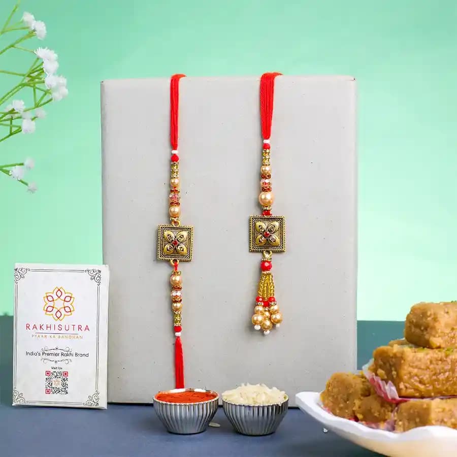 Stylish Kundan Rakhi N Milk Cake Combo