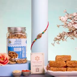 Elegant Kundan Rakhi with Treats Indulgence 1