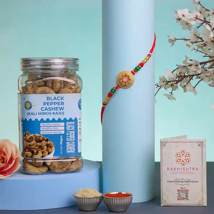 Attractive Kundan Rakhi N Treats Bundle