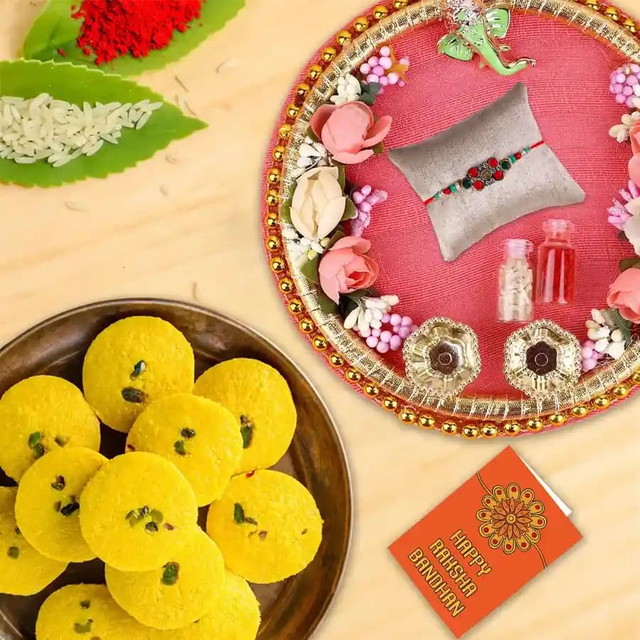 Elegant Rakhi Celebration Set with Haldirams Delight
