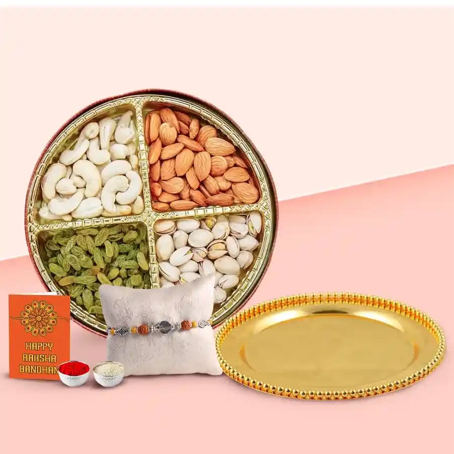 Elegant Rakhi Thali with Premium Dry Fruits