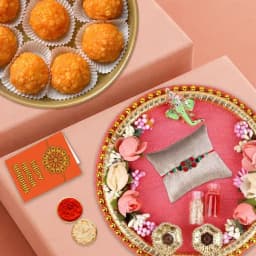 Colorful Rakhi Thali Set with Festive Treats 1