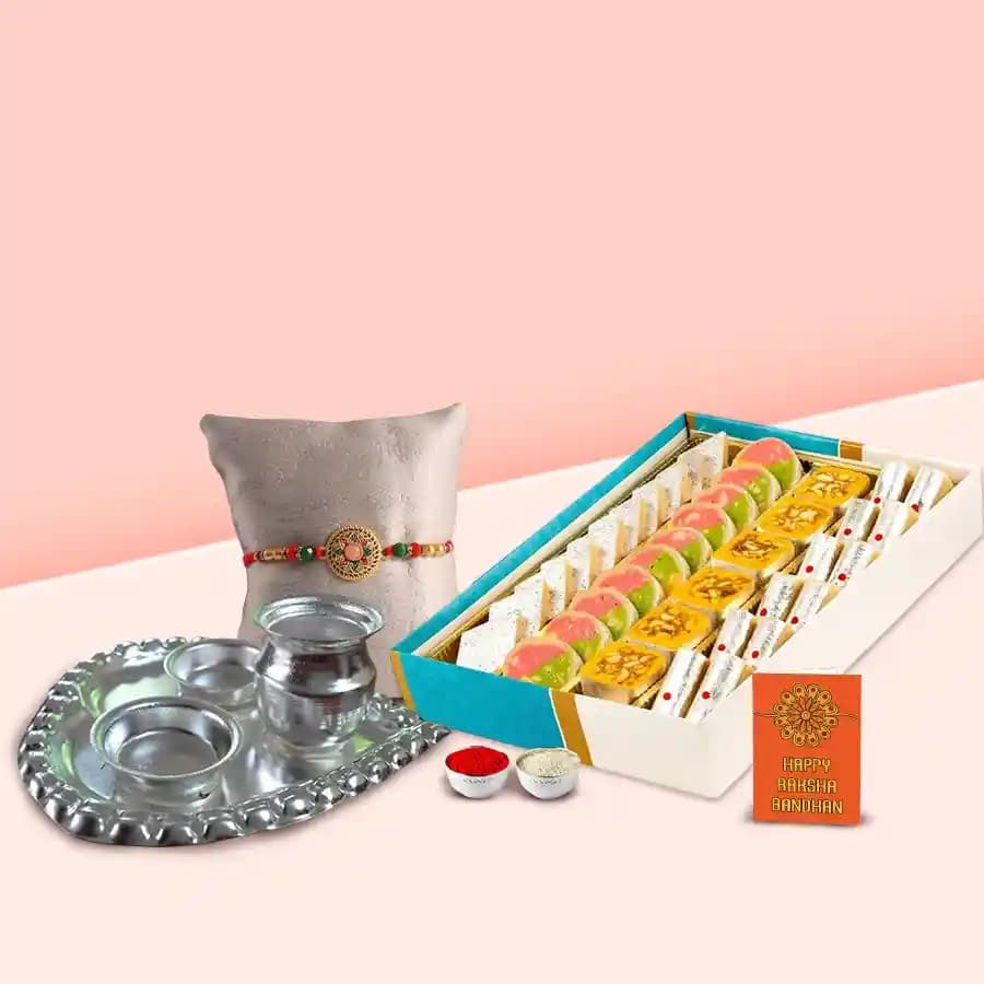 Festive Delights Assorted Sweet Gift Set with Elegant Aarti Thali
