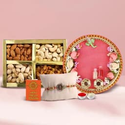 Elegant Rakhi Celebration Thali with Assorted Nuts 1