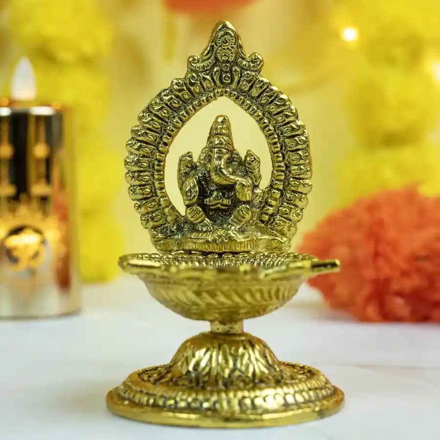 Beautiful Brass Ganesha Oil Lamp Gift