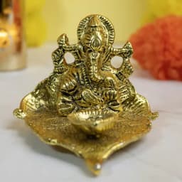 Graceful Lord Ganesha with Diya Gift 1