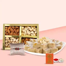 Premium Dry Fruit Delight with Kaju Barfi and Complimentary Rakhi 1