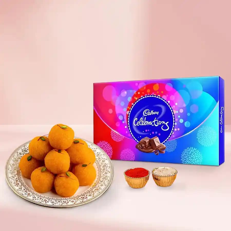 Yummy Combo of Cadbury Celebrations N Haldirams Ladoo