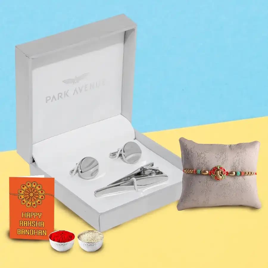 Elegant Cufflinks & Tie Bar Gift Set for Men - Park Avenue