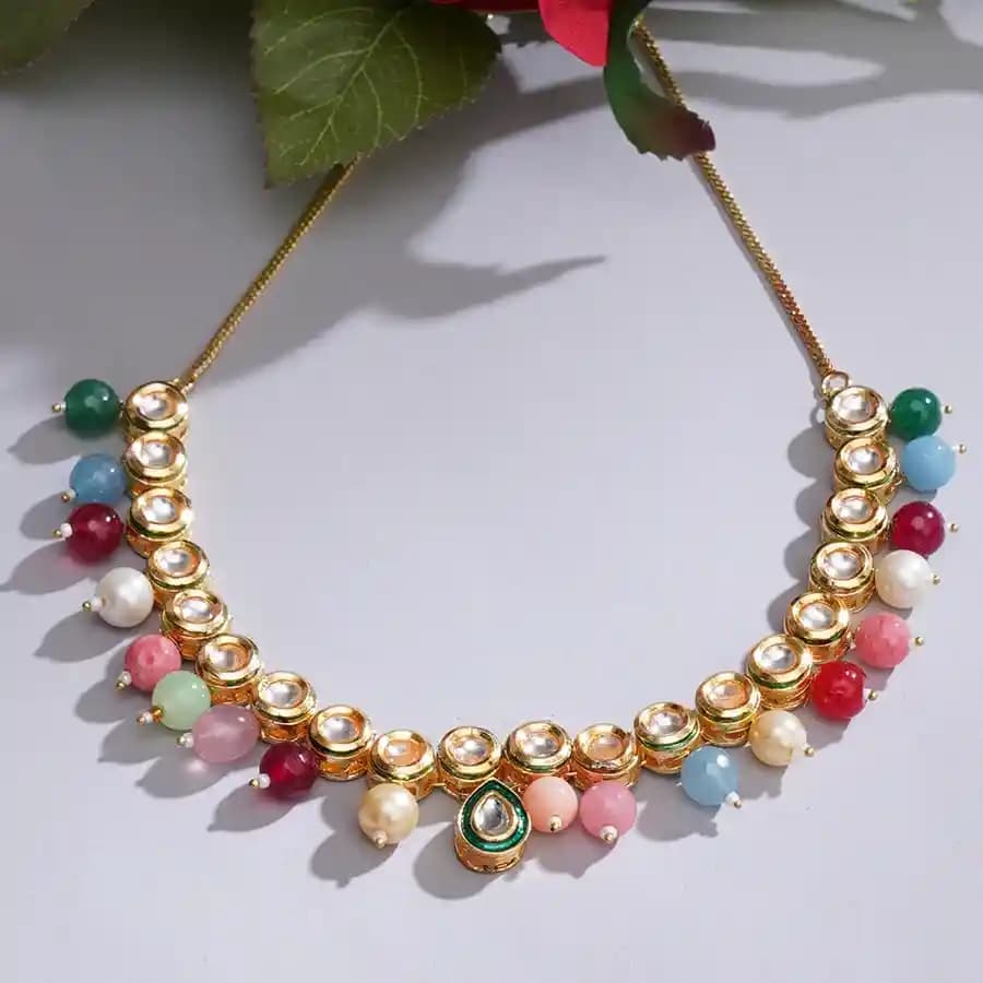 Multicolor Charm Kundan Pearl Necklace