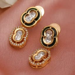 Stylish Meenakari Diamond Hoops 1