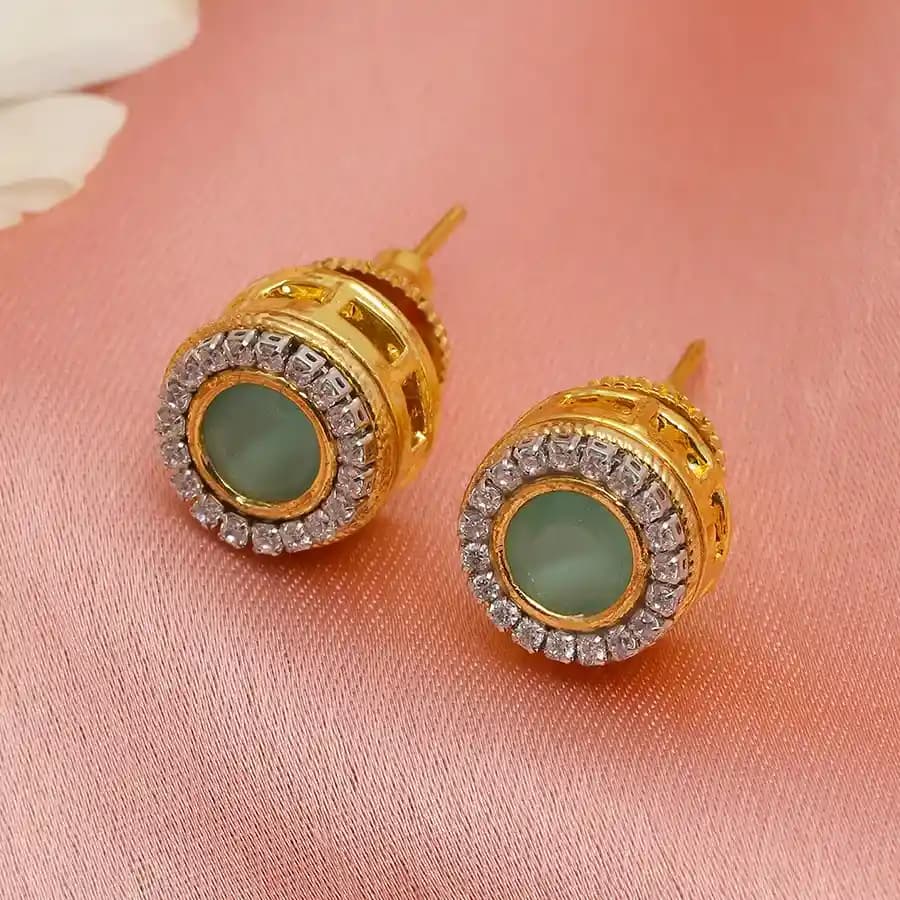Chic Green Diamond Studs
