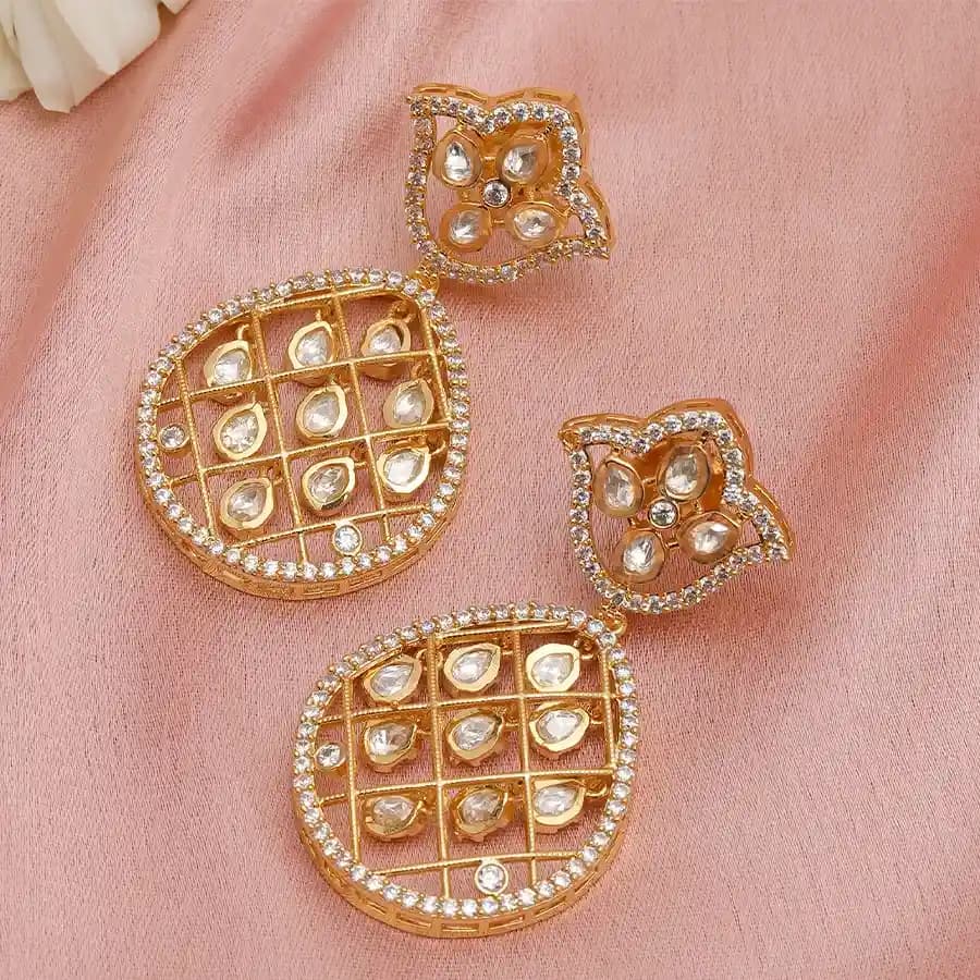 Festive Kundan and Diamond Earrings