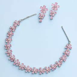 Trendy AD Studded Flower Jewellery Set 1