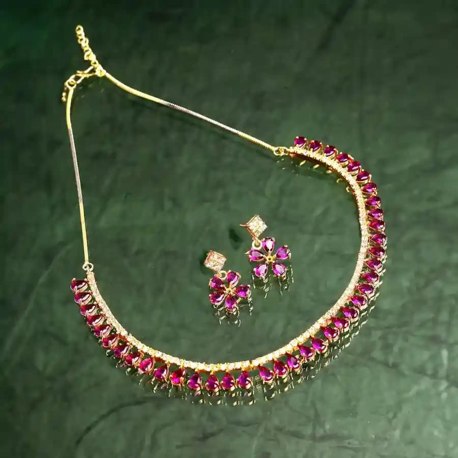 Outstanding Gold Plated AD Jewellery Set