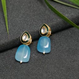Stunning Sky Blue Kundan Earrings 1