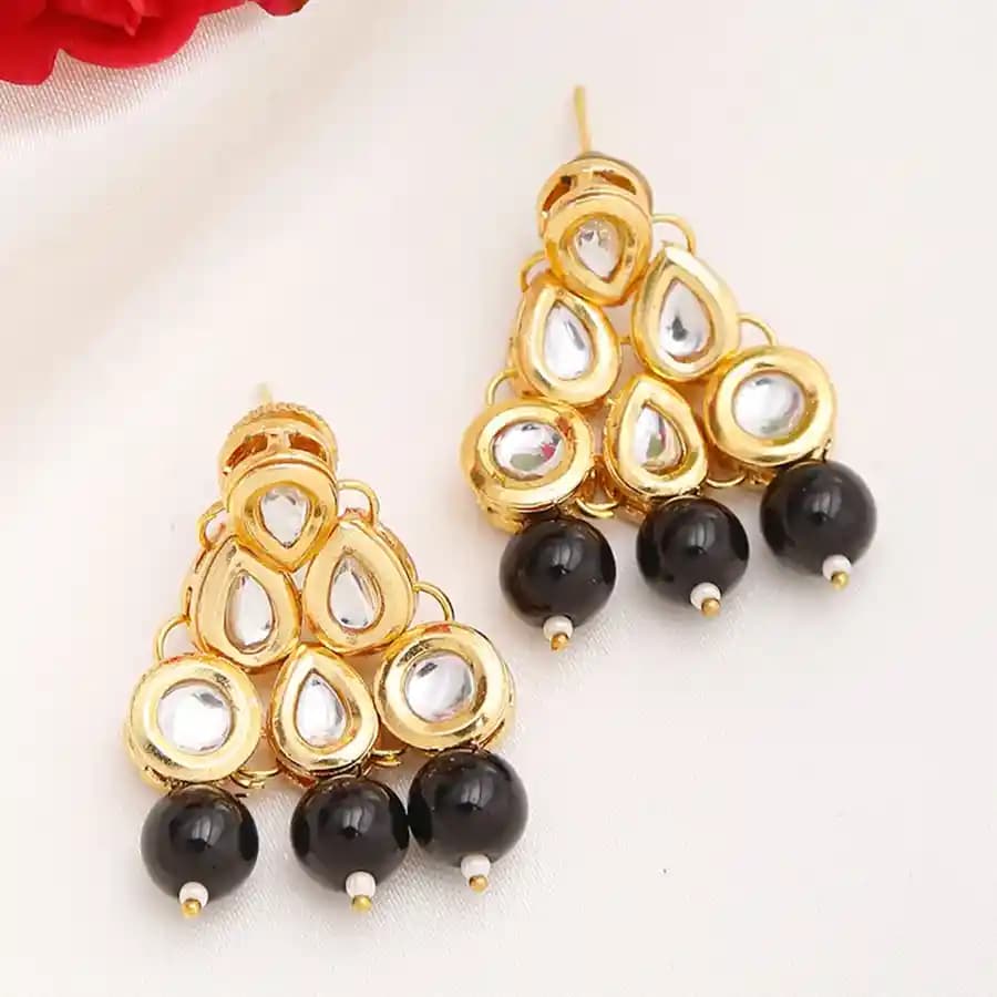 Timeless Black Kundan Earrings