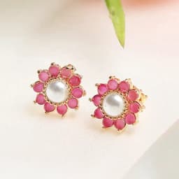 Chic Maroon Pearl Studs 1