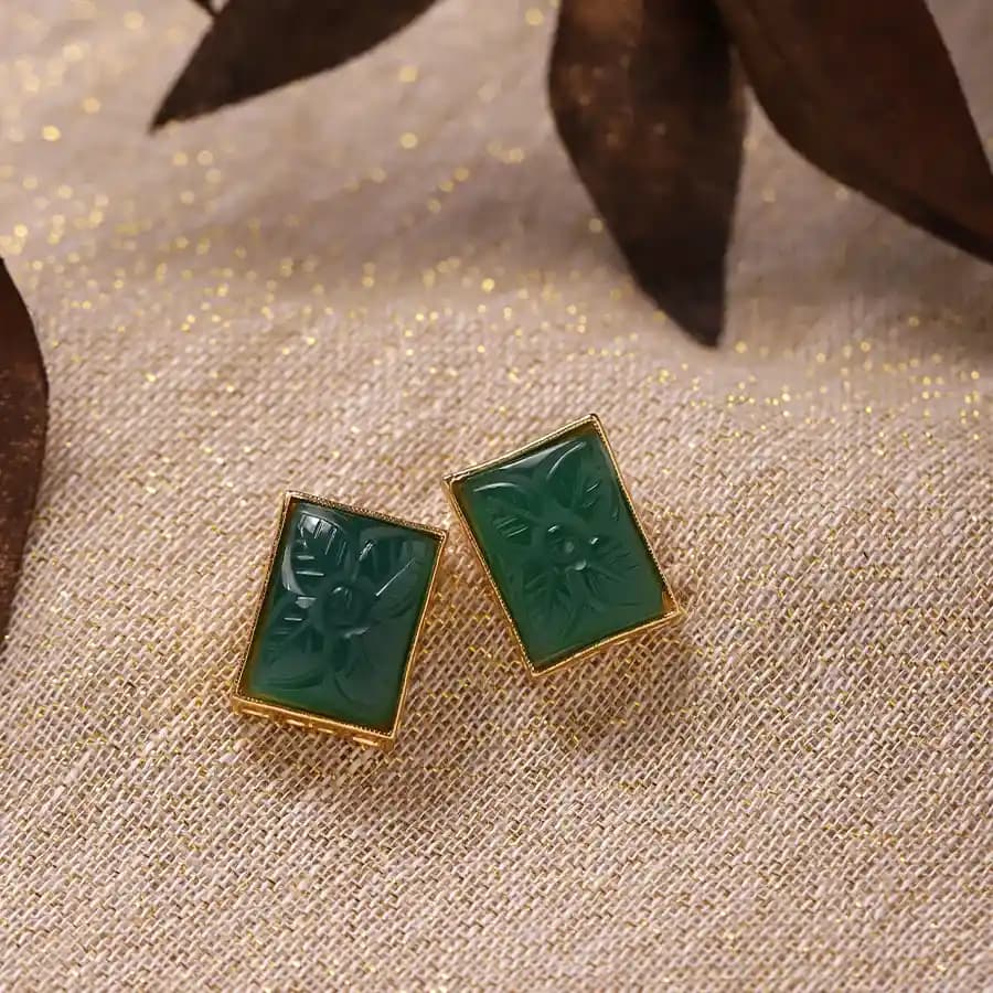 Luxe Green Kundan Studs