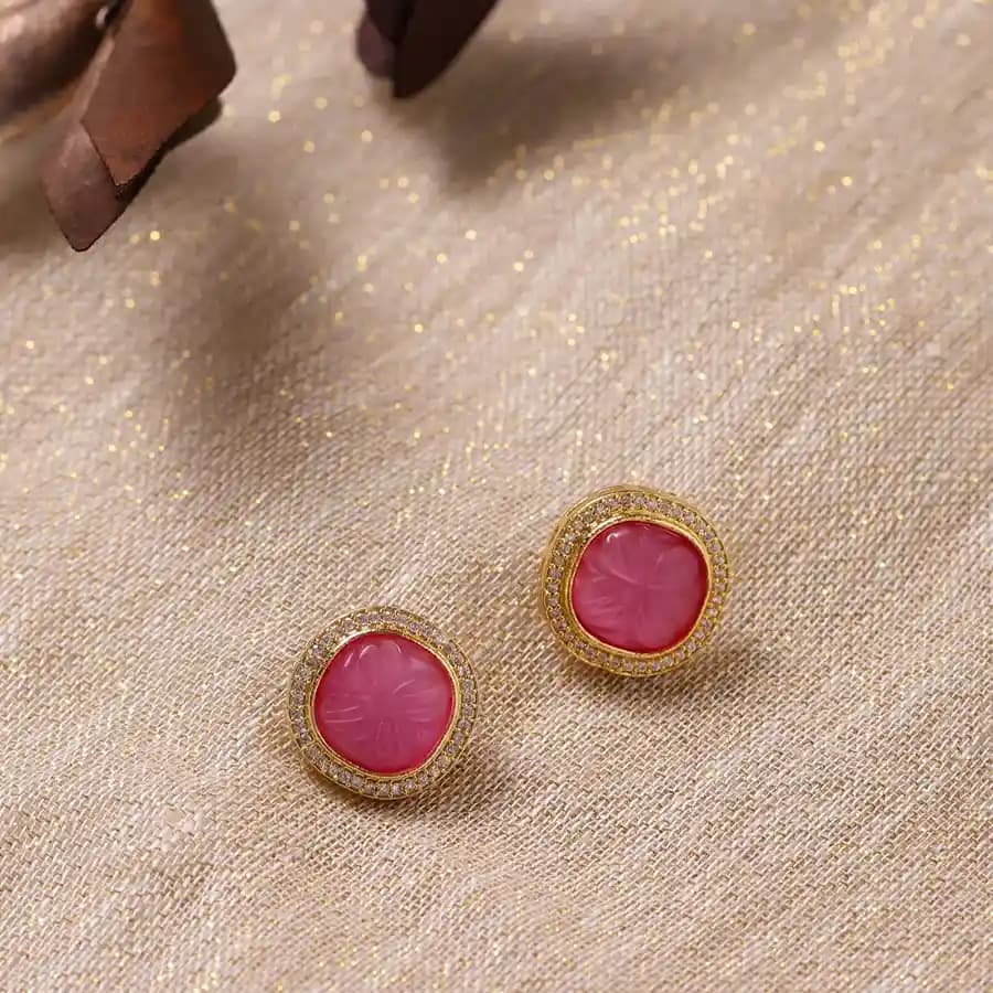 Lovely Kundan Pink Earrings