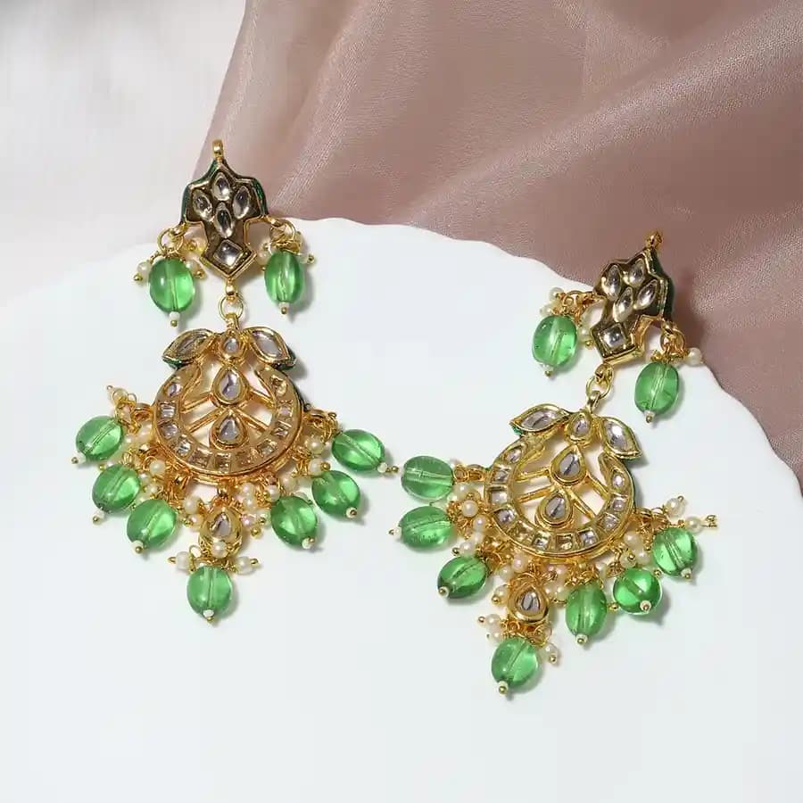 Enchanted Green Kundan Earrings