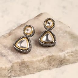 Radiant Dual Tone Stone Earrings 1