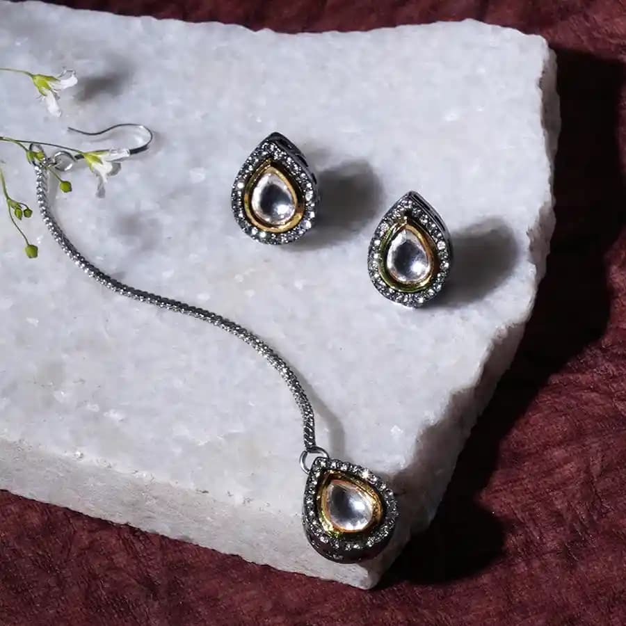 Festival Ready Kundan Maang Tikka Set