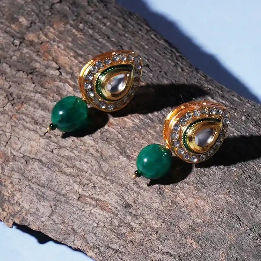Stunning Kundan Emerald Earrings