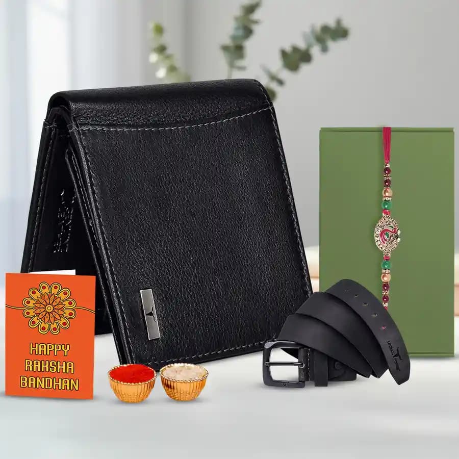 Trendy Rakhi with Wallet and Belt Set