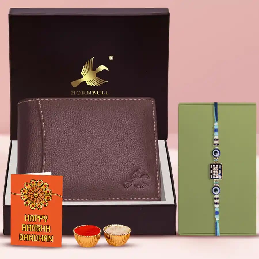 Trendy Evil Eye Rakhi N Wallet Belt Duo